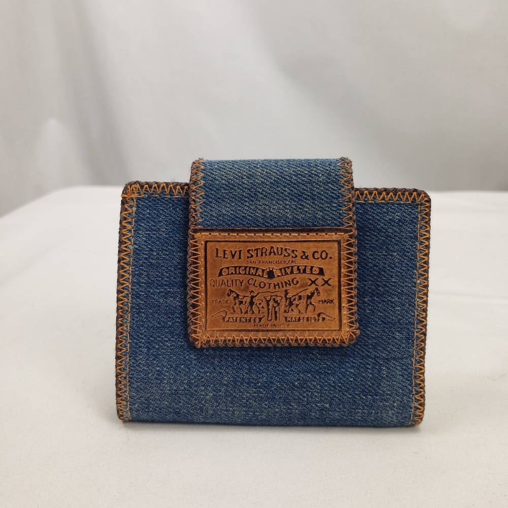 Levi's Blue Denim Wallet with Brown Accents